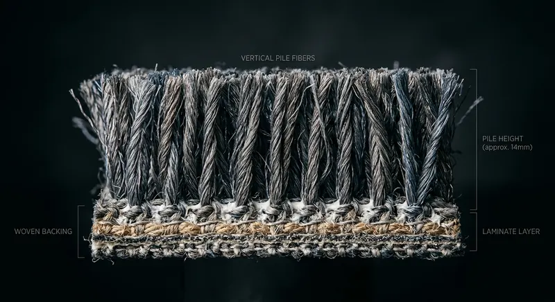 Carpet fibre cross-section showing soil release process
